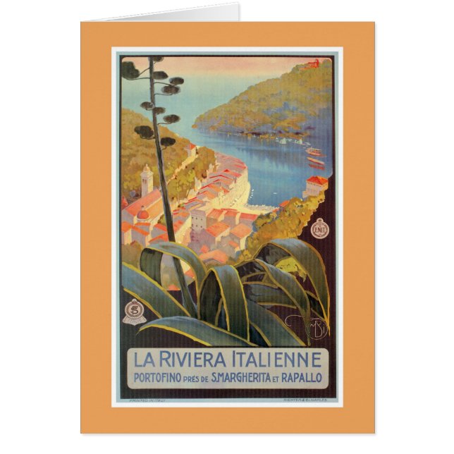Cartão Poster de viagens de Riviera do italiano de (Frente)