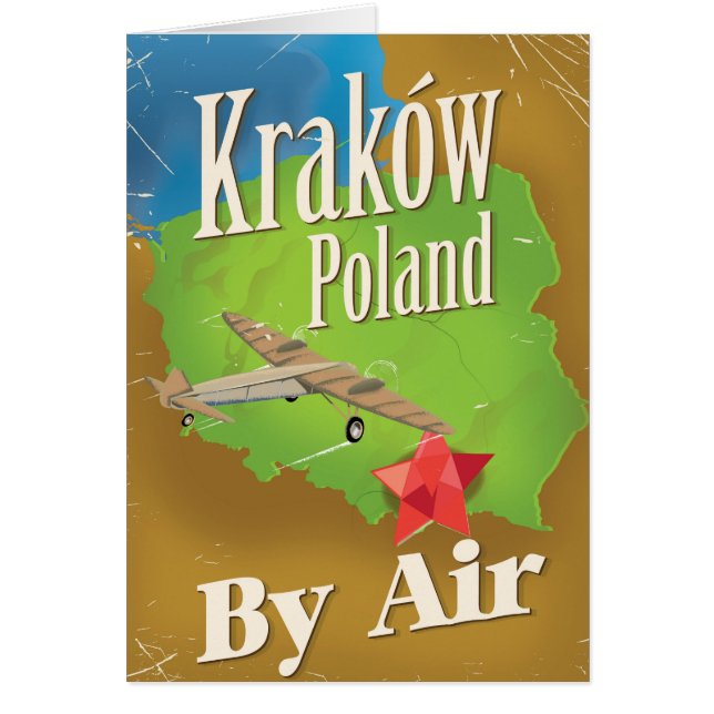 Cartão Poster de viagens de voo de Polônia de Kraków (Frente)