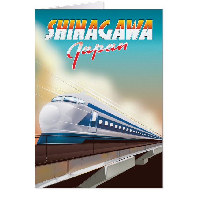 Cartão Poster de viagens do Japão Shinagawa. (Frente)