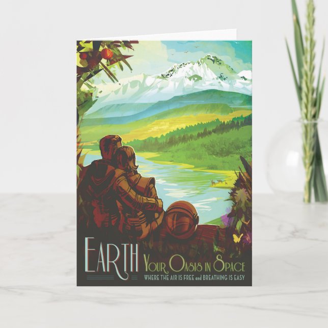 Cartão Poster de viagens Espacial Retroativo E Missão De  (Frente)