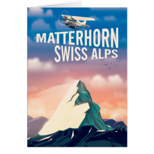 Cartão Poster de viagens Matterhorn dos Alpes Suíços
