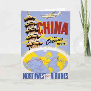 Cartão Poster de viagens Para Northwest Orient Airlines