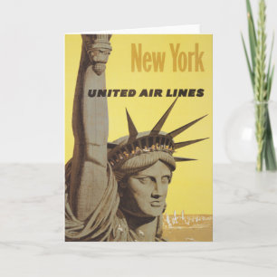 Cartão Poster de viagens Para Nova Iorque, United Air Lin