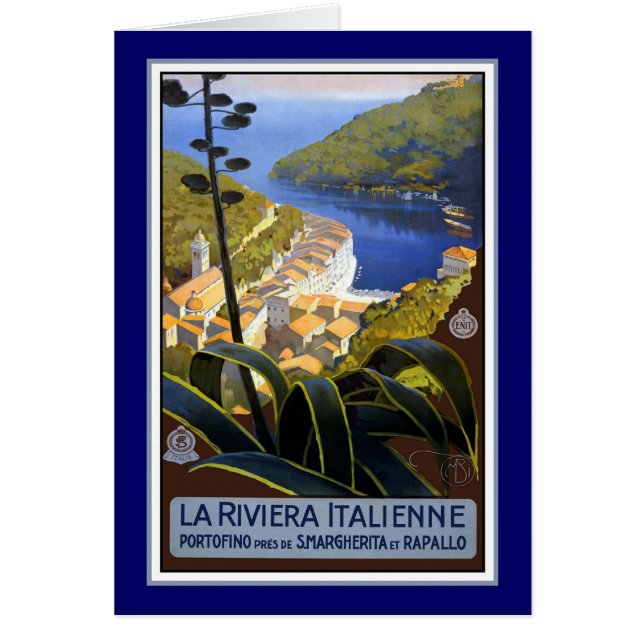 Cartão Poster de viagens Riviera Italiano (Frente)