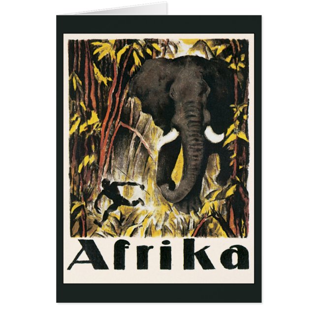 Cartão Poster de viagens Vintage Africa, Elefante African (Frente)