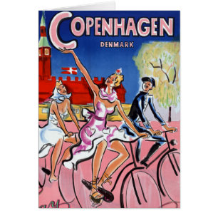 Cartão Poster de Viagens vintage de Copenhagen Restaurado