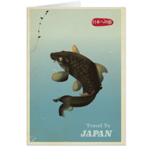 Cartão poster de Viagens vintage Koi do Japão