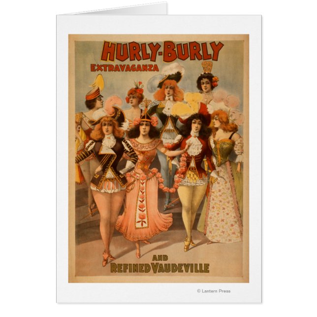 Cartão Poster do Teatro de Extravaganza Hurly Burly (Frente)