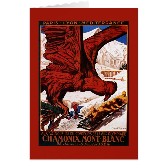 Cartão poster dos Jogos Olimpiadas de inverno de 1924 (Frente)