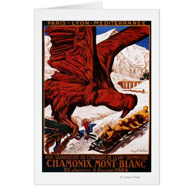 Cartão poster dos Jogos Olimpiadas de inverno de 1924 (Frente)