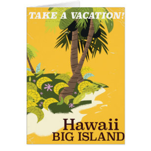Cartão Poster grande das viagens vintage da ilha de Hava