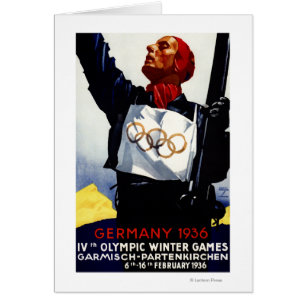 Cartão Poster olímpico da propaganda de 1936 jogos do