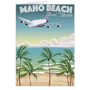Cartão Poster plano de St Martin da praia de Maho