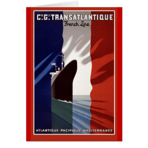 Cartão Poster retro da linha de cruzeiros francesa de