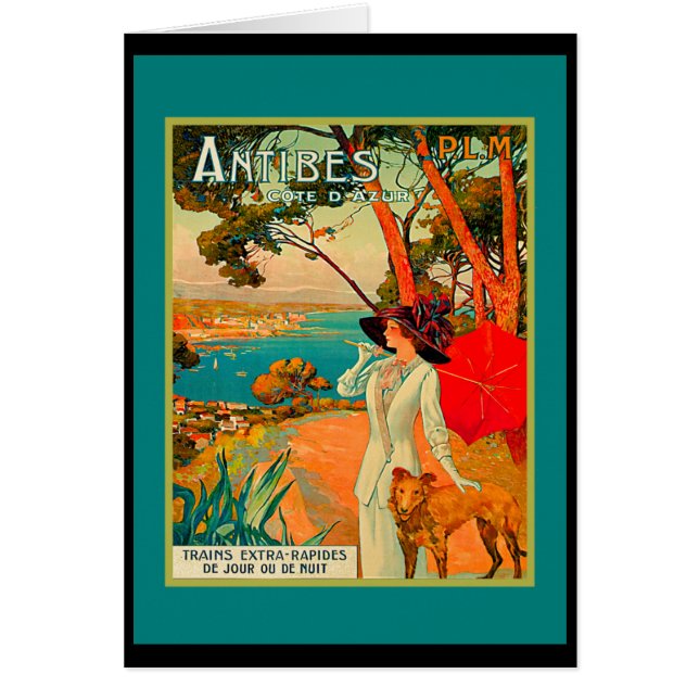 Cartão Poster vintage Antibes França (Frente)