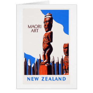 Cartão Poster vintage de Arte Maori Nova Zelândia Restaur