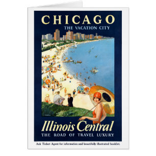 Cartão Poster vintage de Cidade de Vacinação de Chicago