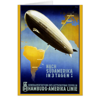 Cartão Poster vintage de um Dirigible