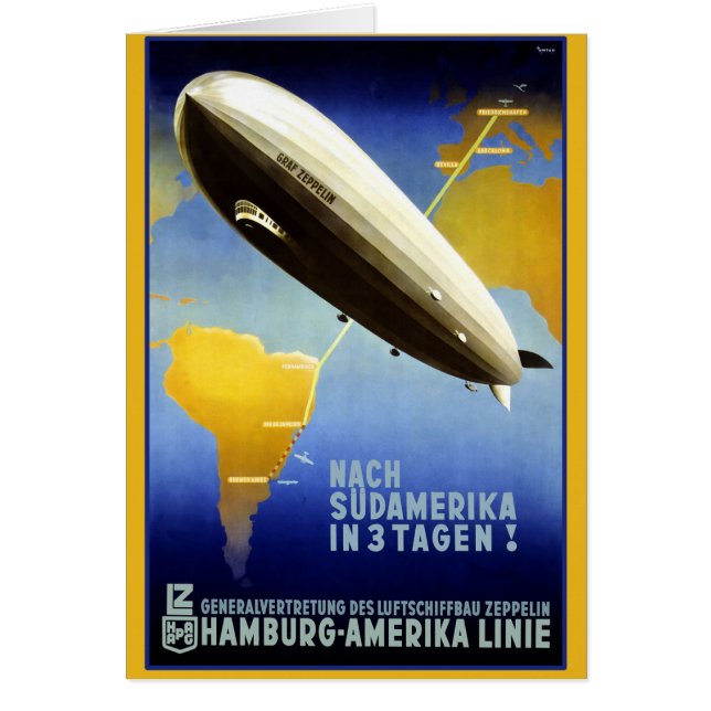 Cartão Poster vintage de um Dirigible (Frente)
