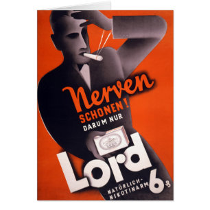 Cartão Poster vintage do senhor Cigarro Alemão restaurad