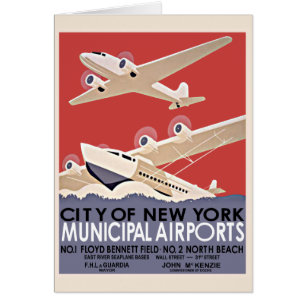 Cartão Poster vintage dos Aeroportos de Nova Iorque - cer
