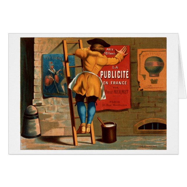 Cartão Poster vintage francês 1880 restaurado (Frente Horizontal)