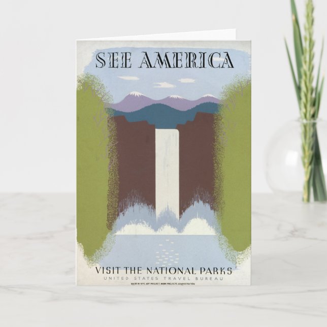 Cartão Poster vintage Promovendo Viagem para Parques Naci (Frente)