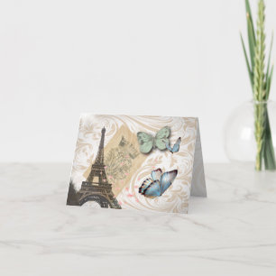 Cartão postmark scripts borterfly Paris Effiel Tower