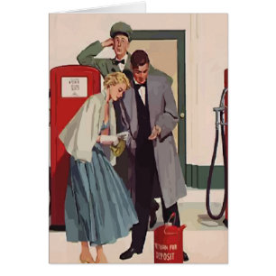 Cartão Posto de gasolina do vintage