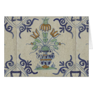 Cartão Pote De Flor Antiquado Com Azulejo Delft
