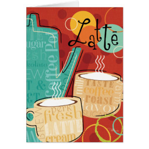 Cartão Pote e copos decorativos de Latte