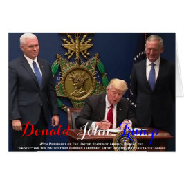 Cartão POTUS Donald Trump Assinando A Ordem De Proteção