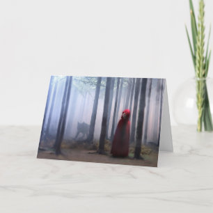 Cartão Pouca capa de equitação vermelha no Dia das Brux