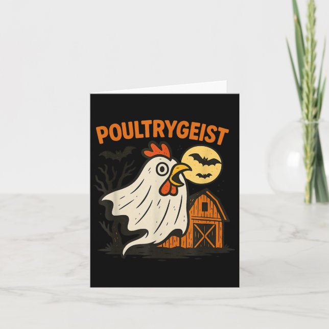 Cartão Poultrygeist Engraçado Galinha Fantasma Datas do D (Frente)