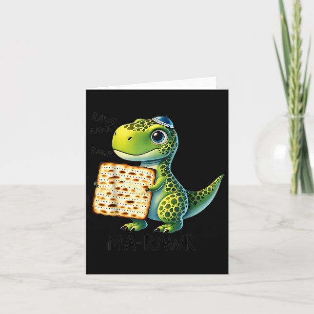 Cartão Pover Maror Mãe-rugir Dinossauro Engraçado Pesach  (Frente)
