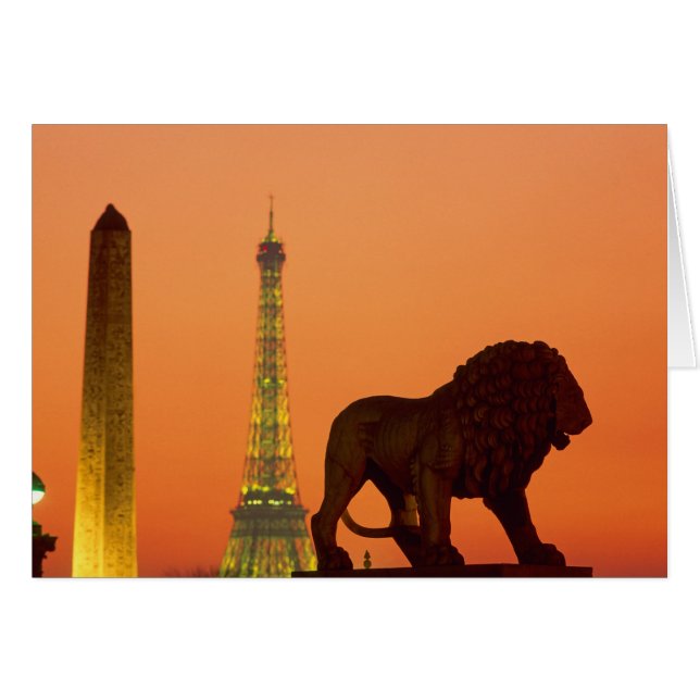 Cartão Praça da Concórdia; Torre Eiffel; Obelisco; (Frente Horizontal)