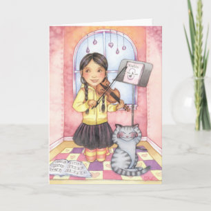 Cartão Practice Makes Perfect - Violin Girl Greeting Card