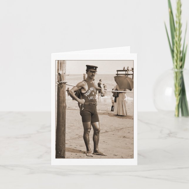 Cartão Praia 1905 de Brigghton do Lifeguard (Frente)