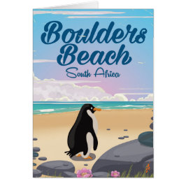 Cartão praia boulders áfrica do sul desenho animado pôste