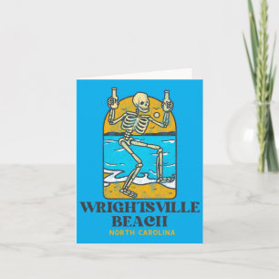Cartão Praia de Wrightsville Nc Esqueleto Bebendo no Verã