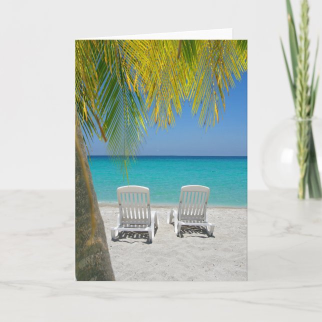 Cartão Praia do paraíso tropical no Caribe (Frente)