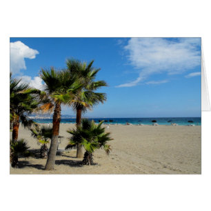 Cartão Praia e palmeiras em Puerto Banus