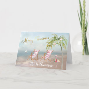 Cartão Praia Flamingo Wreath Natal Único