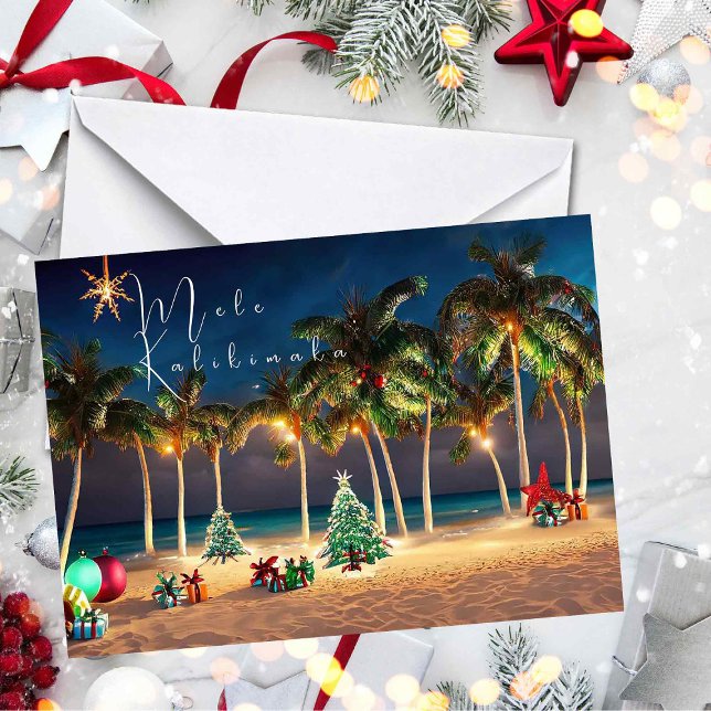 Cartão Praia Hawaiian Mele Kalikimaka (Criador carregado)