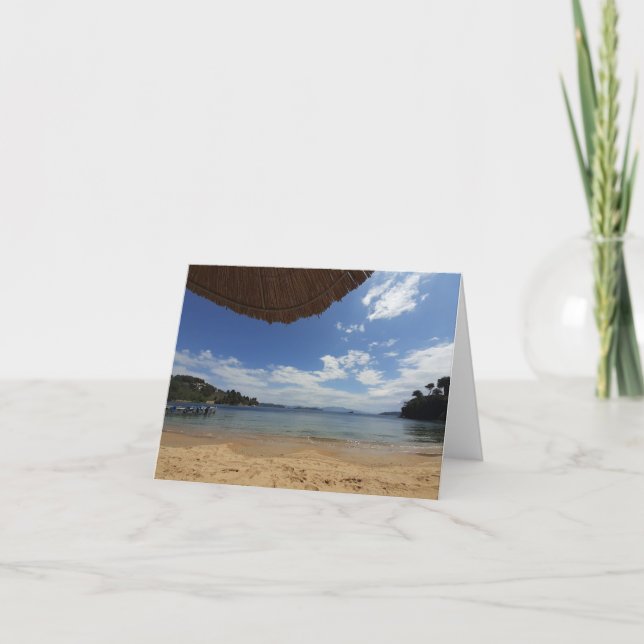 Cartão Praia Koukounaries, Skiathos. Em branco. (Frente)