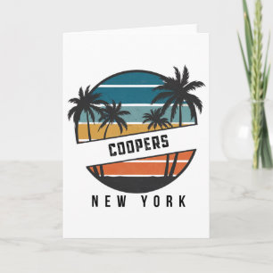 Cartão Praia Retro Coopers Nova York Prancha de Surfe Sur