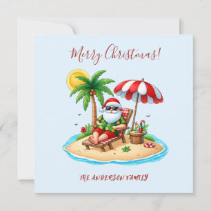 Cartão Praia Tropical & Natal de Papai Noel