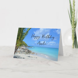 Cartão Praia Tropical Turquesa Linda de Aniversário