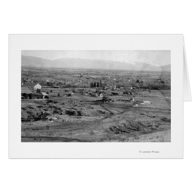 Cartão Prairie City, Oregon Birds Eye Town View (Frente Horizontal)