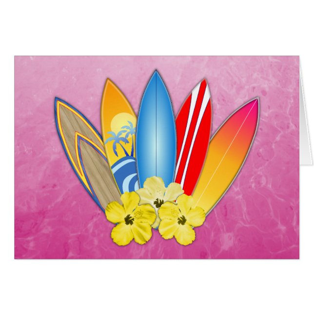 Cartão Prancha e hibiscus (Frente Horizontal)